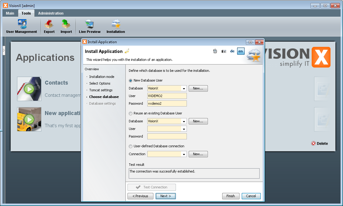 Application Installation - Step 4 - Select Database