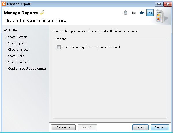 Manage Reports - Customize Appearance