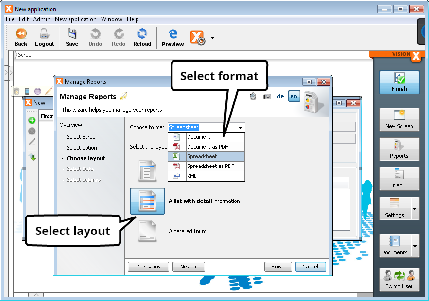 Create Report - Step 3 - Select Layout