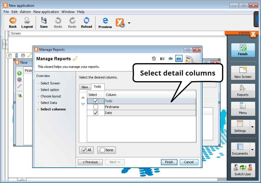 Create Report - Step 5b - Select Detail Columns
