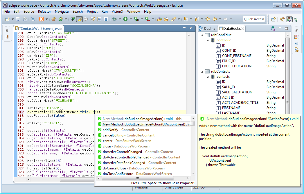 The code completion of Eclipse showing the two templates that can be inserted.