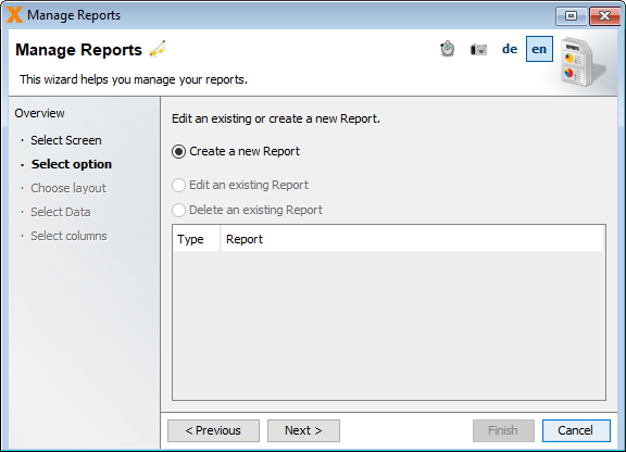 Create report step two
