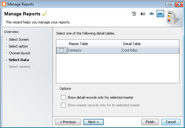 Manage Reports - Select Datasource